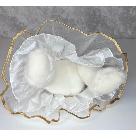 Build A Bear Teddy Bear Plush 16" White Stuffed Animal Gold Ballerina Tutu Dress - Picture 5 of 9